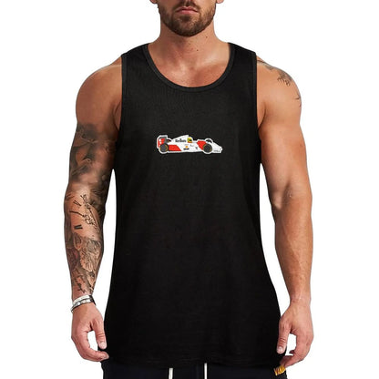 Senna with MP4/4 Tank Top Men's tops Vests sleeveless Men's t-shirts