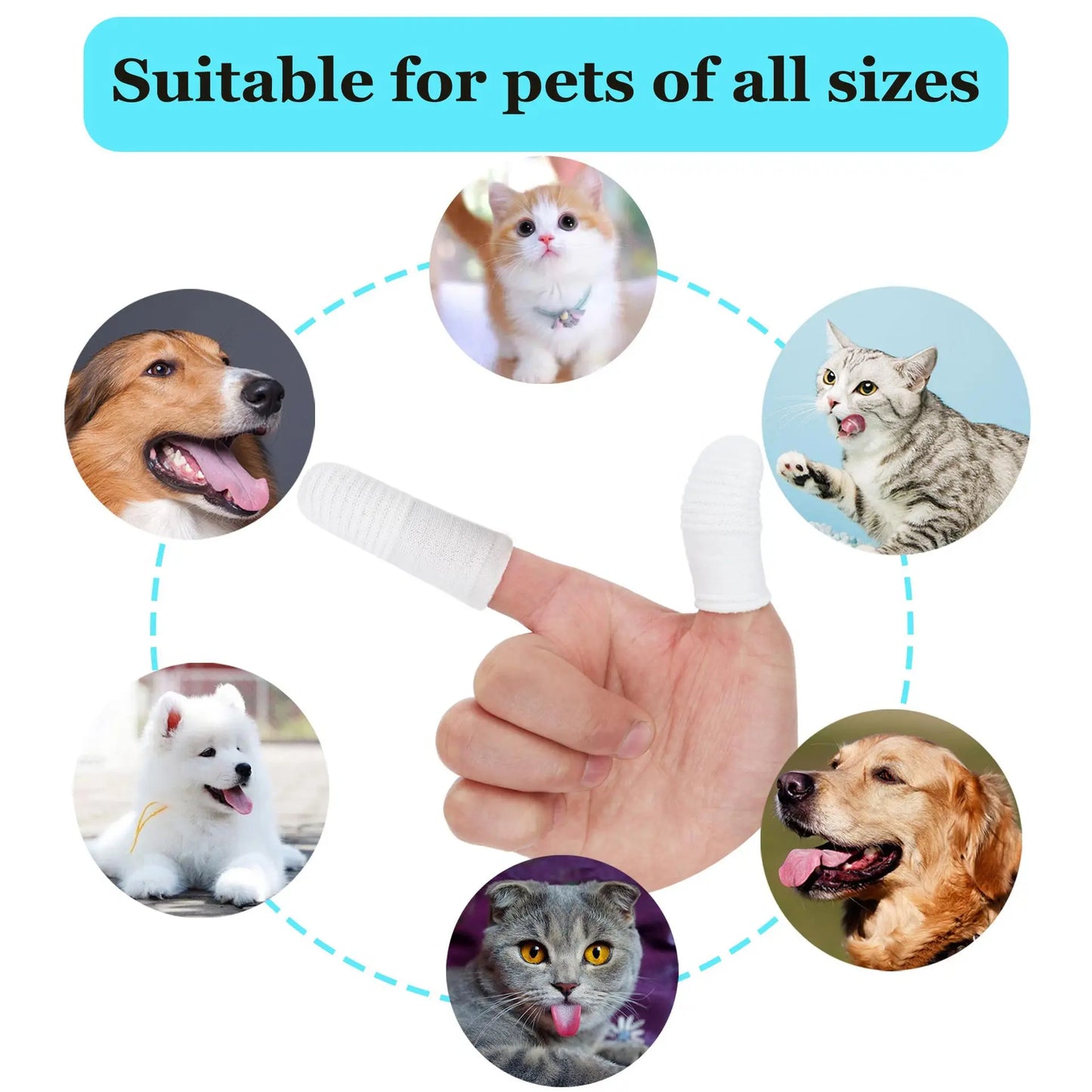 12pcs Pet Two-finger Brushing Finger Cots Puppy Teeth Oral Cleaning Tool Kitten Finger Toothbrush Pets Care Accessories Supplies